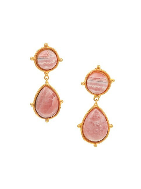 Two Pierres Dots 22K Gold-Plated & Tiger's Eye Drop Earrings | Saks Fifth Avenue