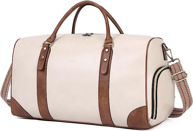 CLUCI Duffel Bag for Travel Women Leather Travel Bag Carry on Weekender Bag with Shoe Compartment... | Amazon (US)