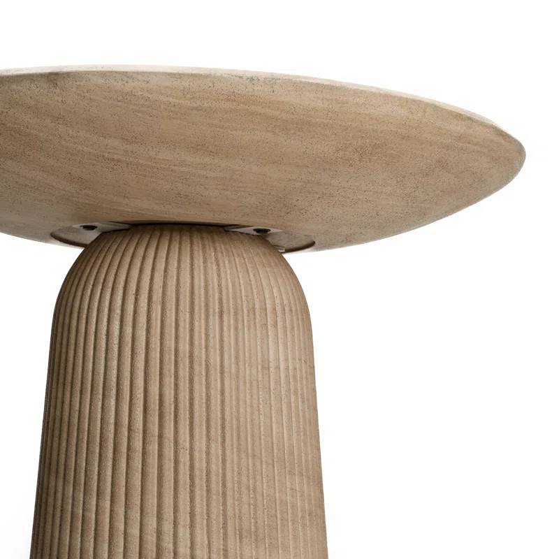 Foundry Select Faux Travertine Bistro Table Tithi Concrete Patio Table for Indoor and Outdoor Use | Wayfair North America