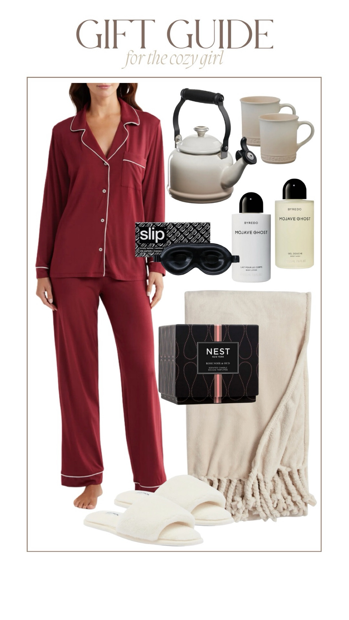 Gift guide for the cozy girl




Pajamas, tea kettle set, eye mask, cozy blanket, slippers, skincare set

#LTKHoliday #LTKStyleTip #LTKGiftGuide