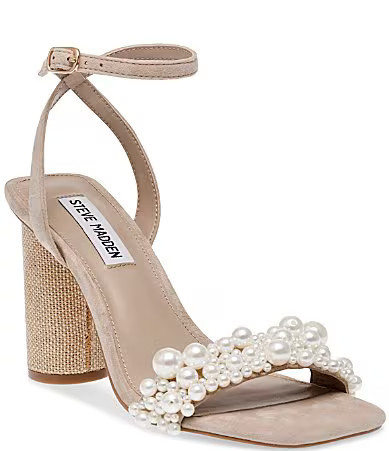 Steve Madden Martye Suede Pearl Embellished Dress Sandals - 9.5 | Dillard's