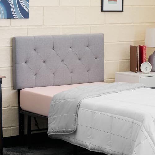 Lucid Mid-Rise Upholstered Headboard - Diamond Tufted - Padded Polyester - Adjustable Height from 34” to 46” - Easy Assembly - Bed Frame or Wall Mount - Sturdy - Stone - Twin / Twin XL Size | Amazon (US)