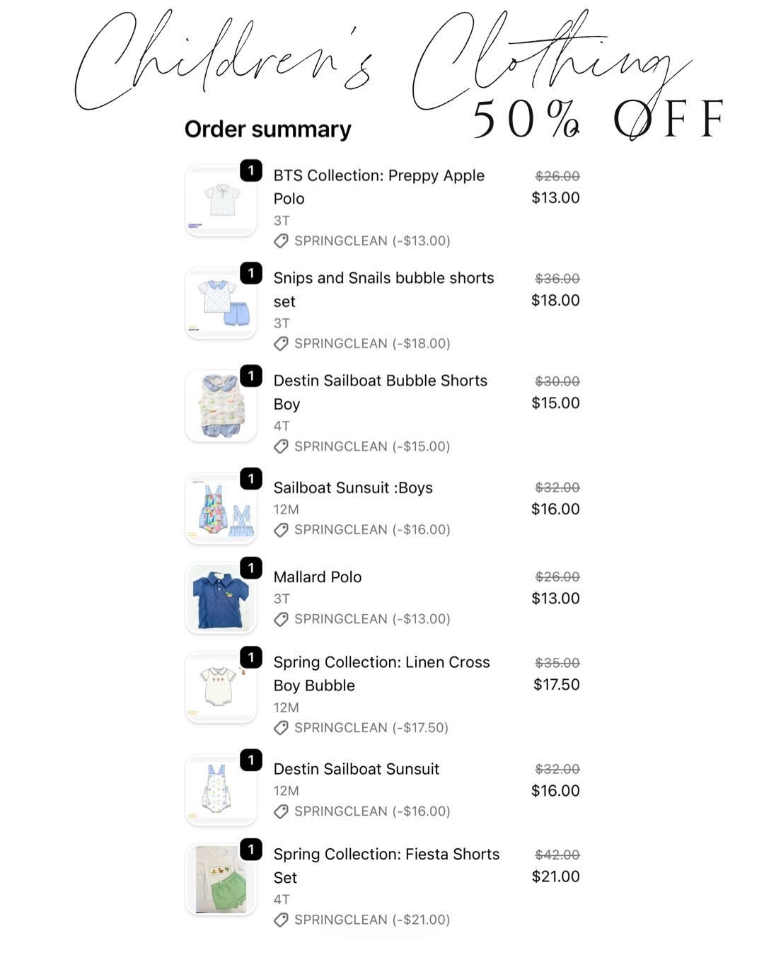 Children’s clothing, smocked clothing, French knot, appliqué, etc all 50% off. No code necessary!

#LTKSaleAlert #LTKKids #LTKBaby