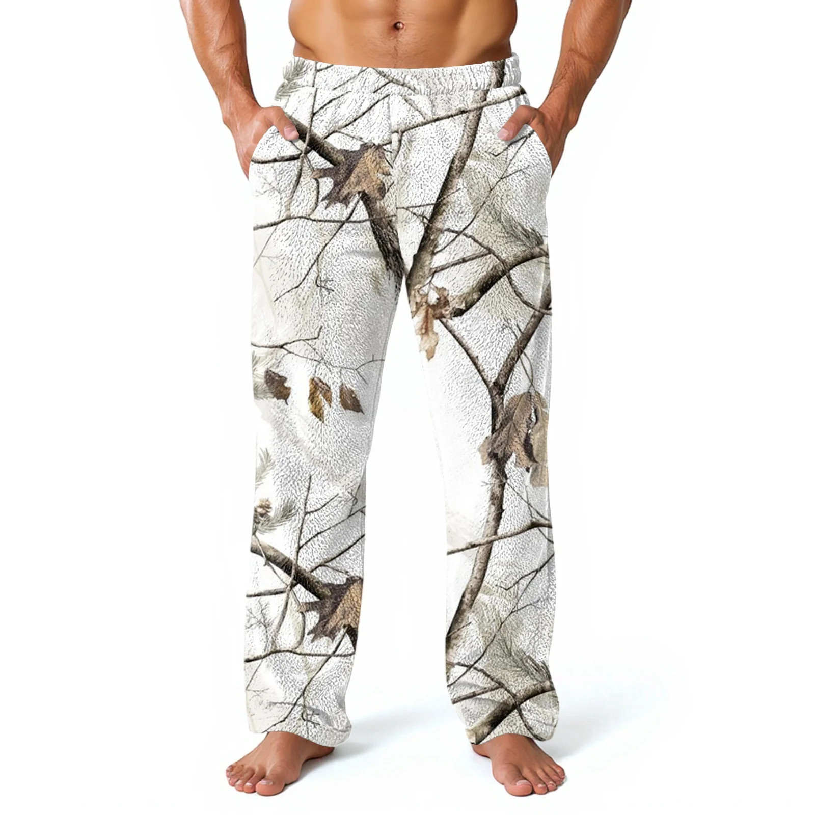 Havenx Men's Flannel Pajama Pants Camo Straight-Fit Pajamas with Pockets Flannel Elastic Bottoms ... | Walmart (US)