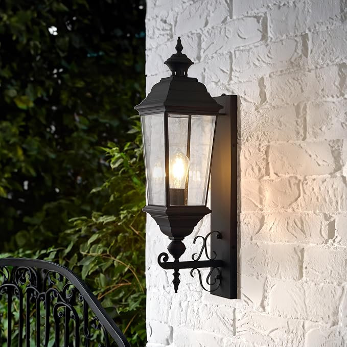 SAFAVIEH Lighting Collection Braden Black Metal Light Fixture Outdoor Wall Sconce (LED Bulb Inclu... | Amazon (US)