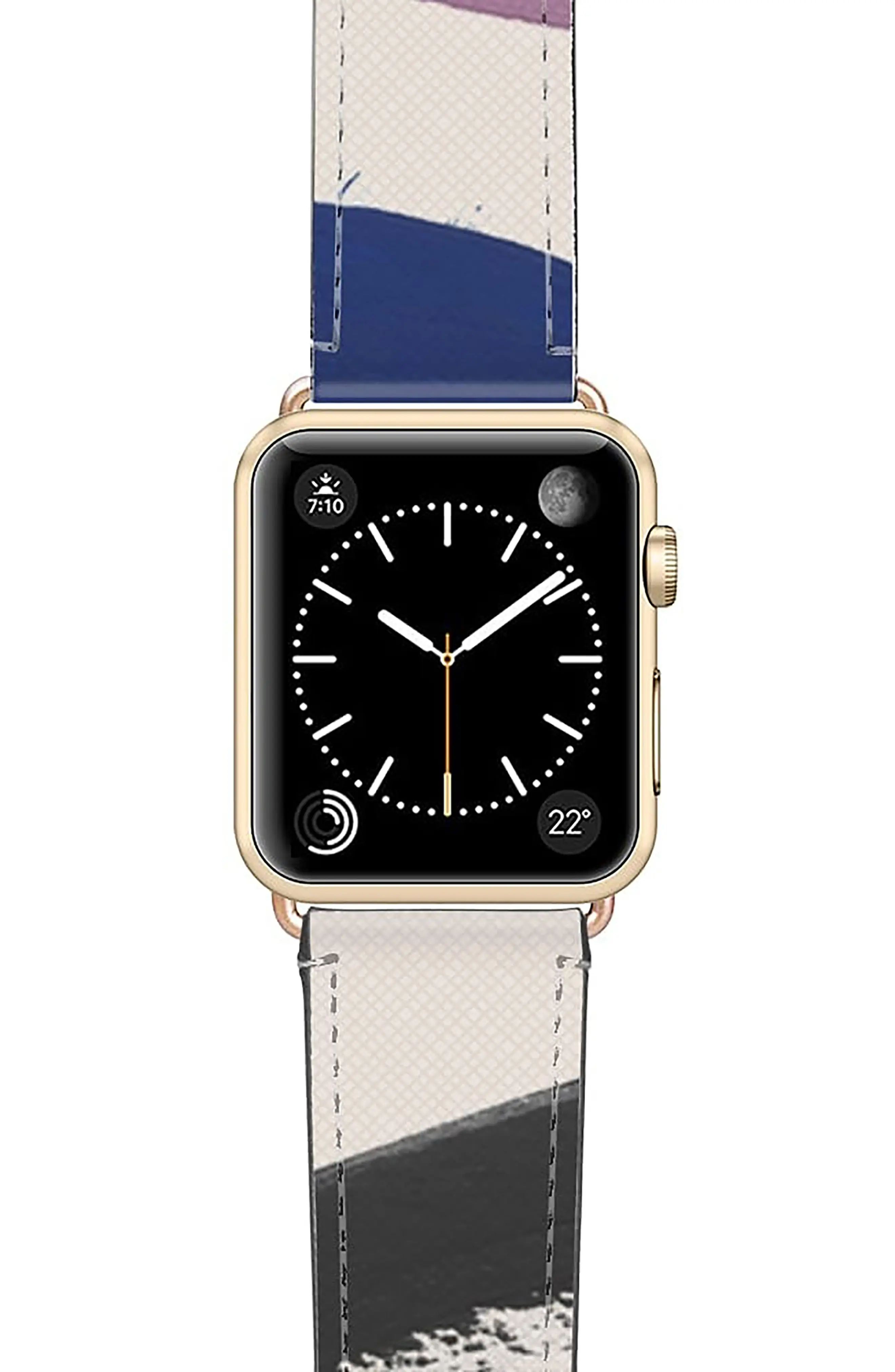 CASETiFY Zebra Pop Saffiano Faux Leather Apple Watch Strap, Size 38 Mm in White/Gold at Nordstrom | Nordstrom