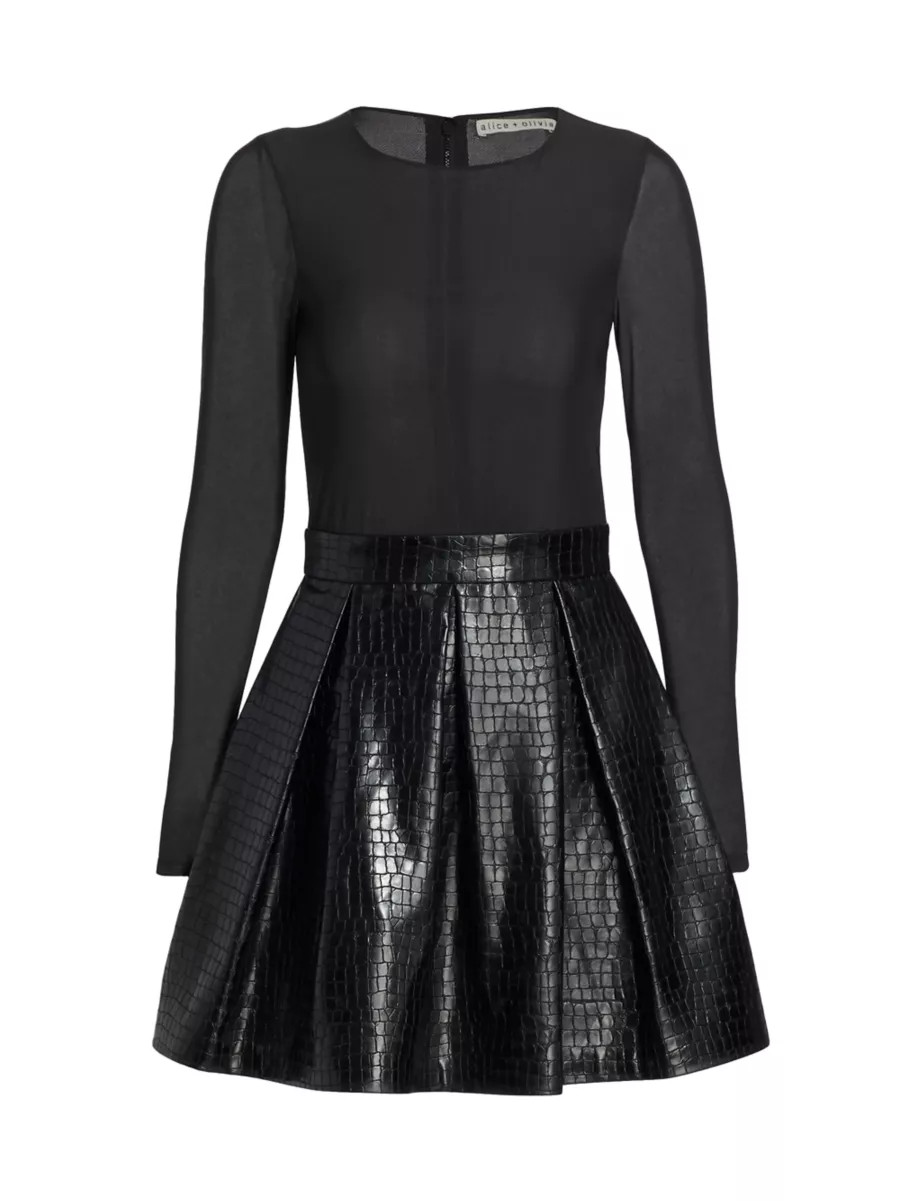 Alice + Olivia Chara Vegan Leather Party Dress | Saks Fifth Avenue | Saks Fifth Avenue