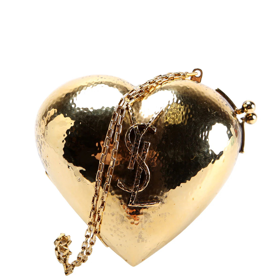 Mini Heart Miniaudiere Hammered Brass | Keeks Designer Handbags