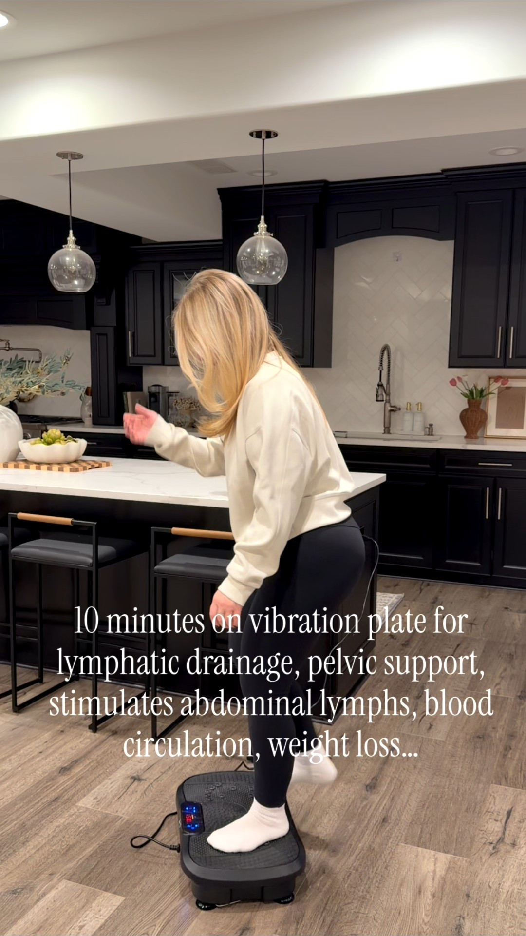 10 minutes on vibration plate daily for all the added benefits. It helps with lymphatic drainage, blood circulation, weight loss, stress, etc. 

#LTKfitnessgoals #LTKselfcare #LTKdayinmylife