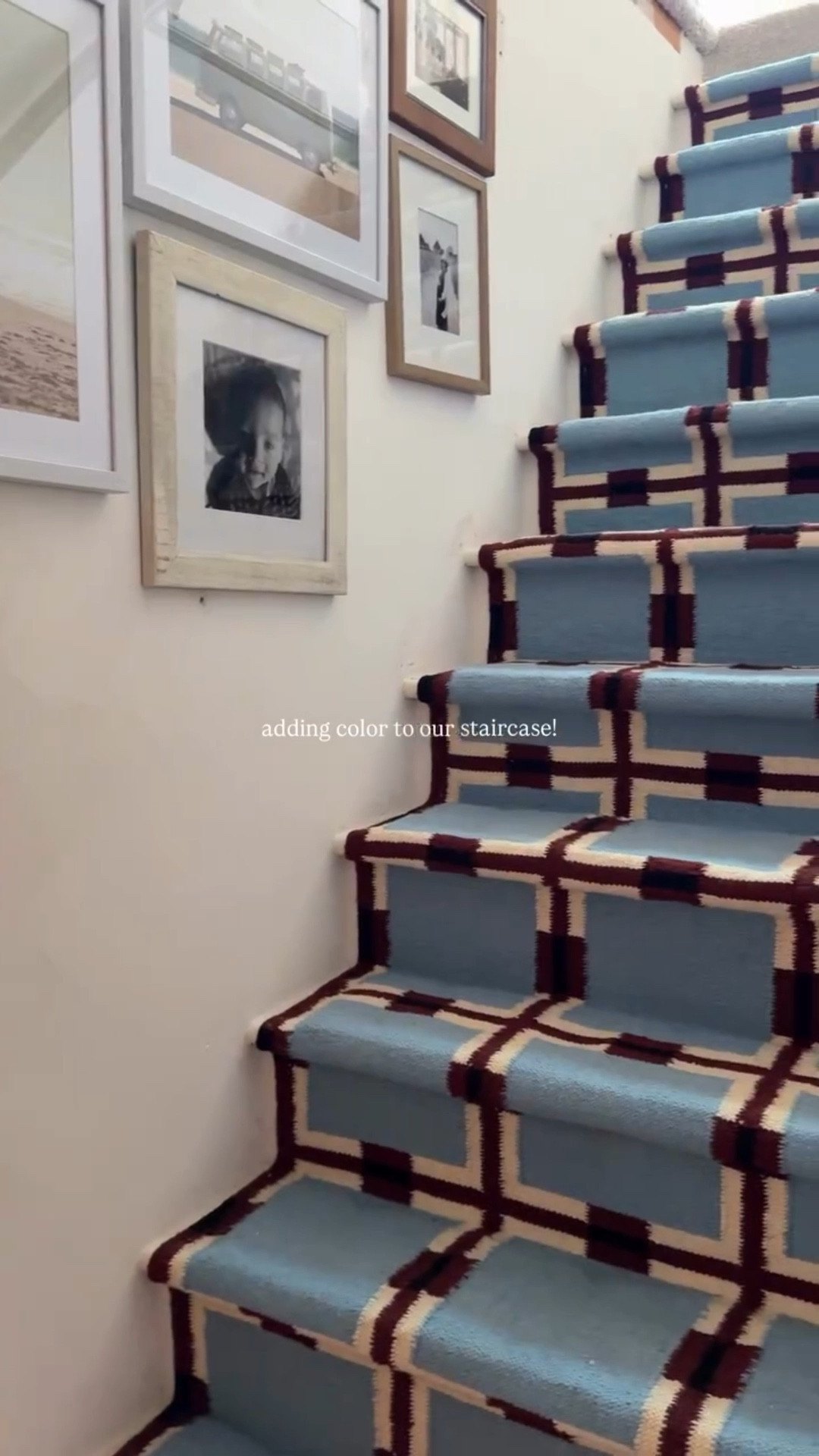 Our DIY stair runner! I’m obsessed with the colors on it

#diystairrunner #stairsdecor