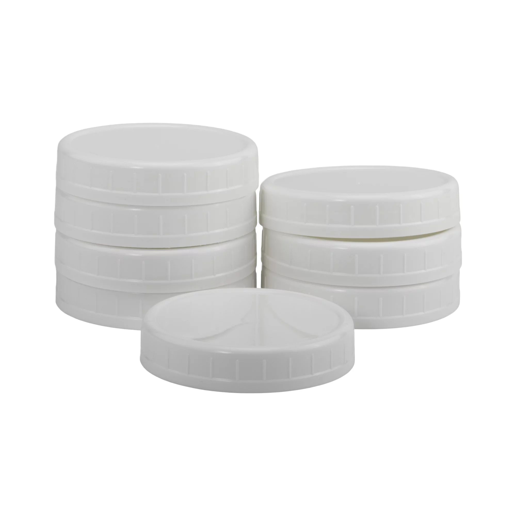 Mainstays Pack of 8 BPA-Free Plastic Wide Mouth Canning Mason Jar Lids, White - Walmart.com | Walmart (US)