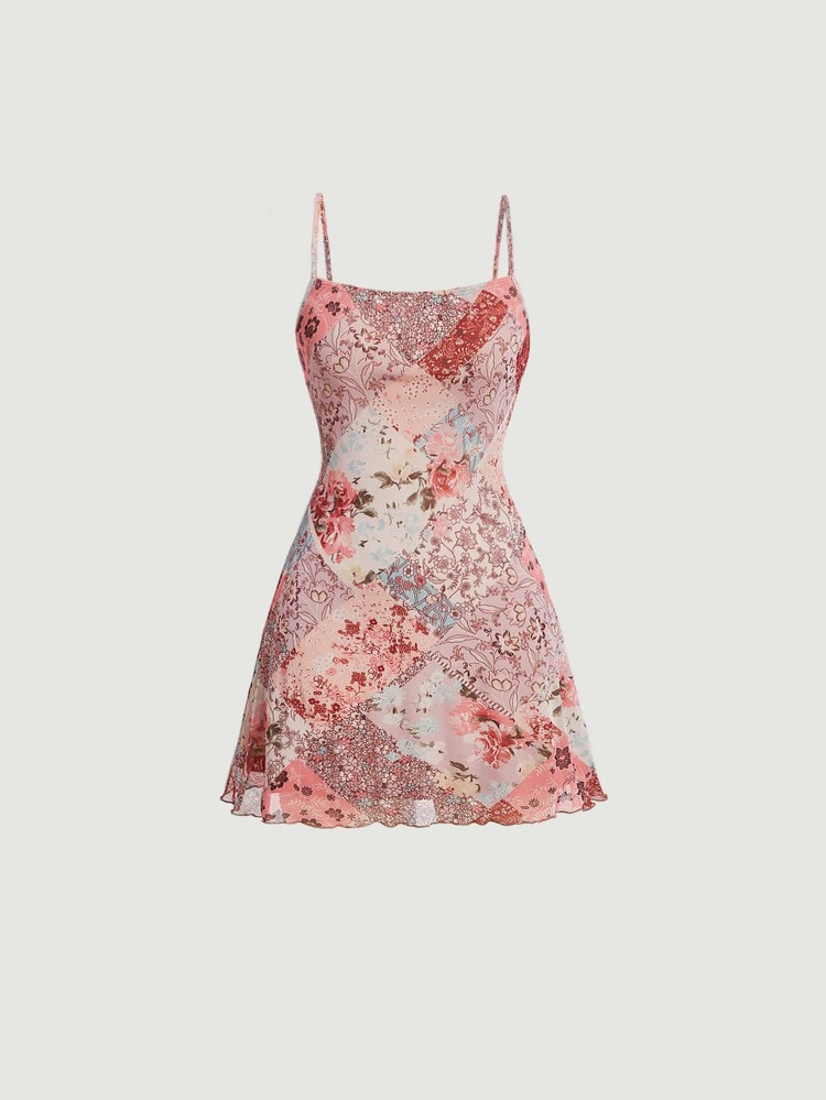 SHEIN MOD Floral Patchwork Print Cami Dress | SHEIN