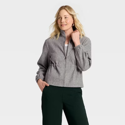 Women's Brushed Cinched Waist Zipped Jacket - A New Day™ | Target