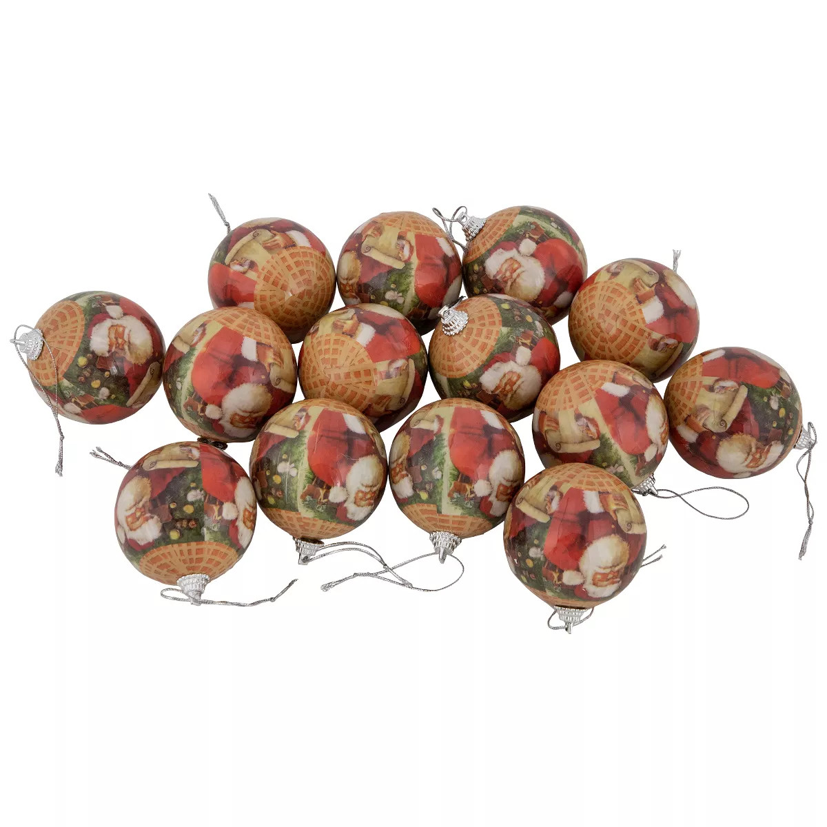 Northlight 14-Piece Santa with List Decoupage Christmas Ball Ornament Set, 2.25" (60mm) | Target