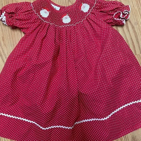 SOUTHERN Smocked Sprout Holiday Dress Santa Red 18 M | Poshmark