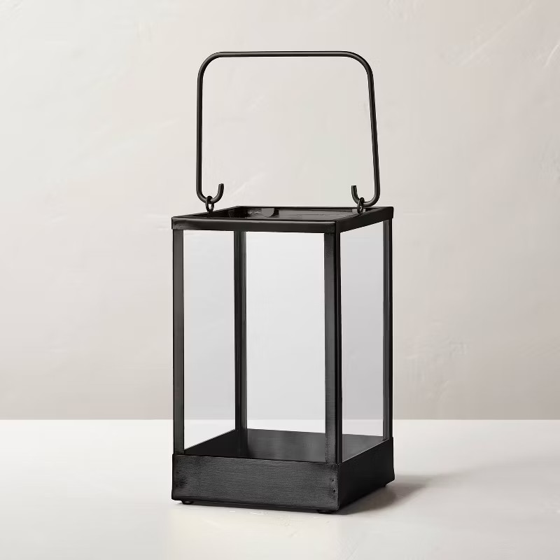 Square Metal & Glass Pillar Candle Lantern - Hearth & Hand™ with Magnolia | Target