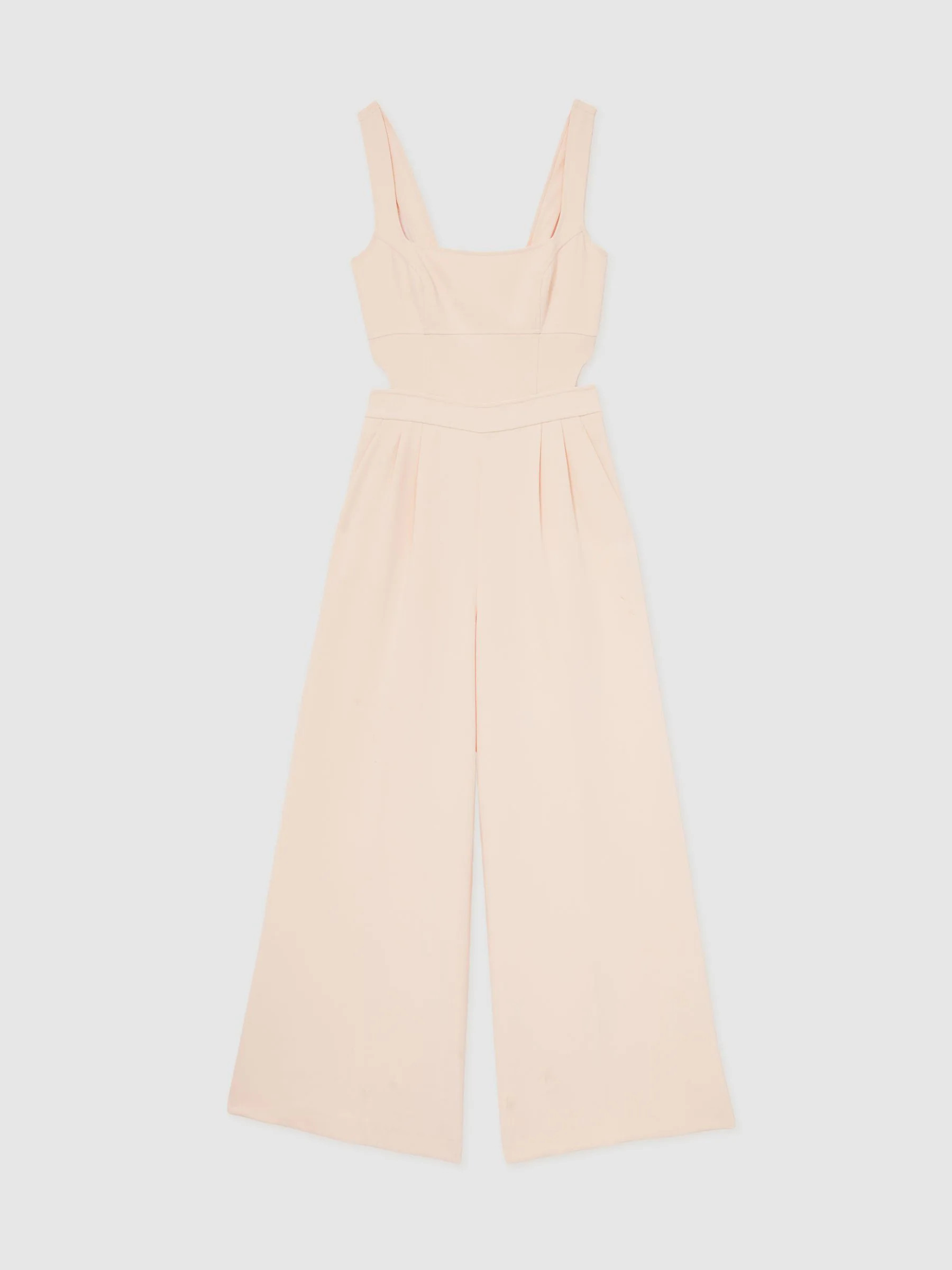 Reiss Reiss Pale Pink Dion Wide-Leg Cut-Out Jumpsuit | Next US