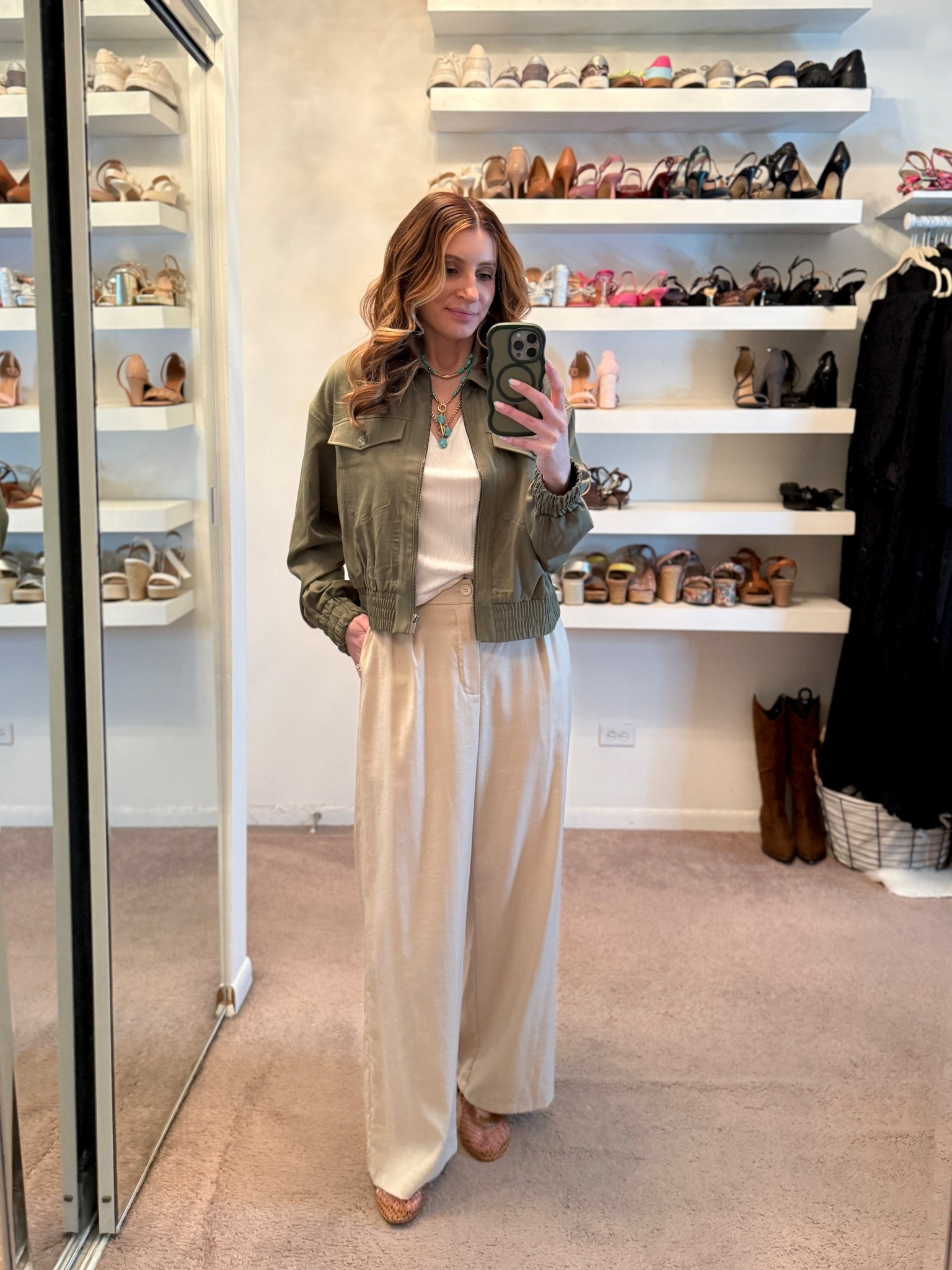 What I wore to work today
Liverpool bomber jacket (size small)
Amazon wide leg linen like pants (size medium) 
Amazon brown mesh ballet flats
Turquoise jewelryy

Spring outfits 2026, workwear outfit, casual outfit, Work outfits, Business casual workwear, easy outfit  


#LTKootd #LTKSaleAlert #LTKWorkwear