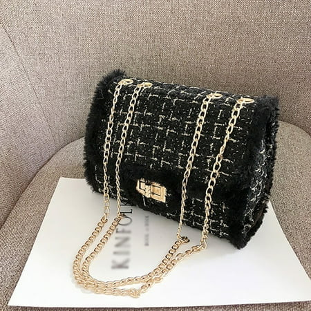 Summark Wool small bag-ladies shoulder bag-leather small square bag-detachable shoulder strap diagon | Walmart (US)