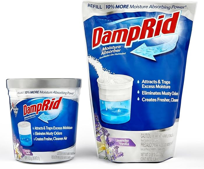 Damp Rid Moisture Absorber Refillable System – 44oz Damp Rid Refill Bag with 11oz Cup, Odor and... | Amazon (US)