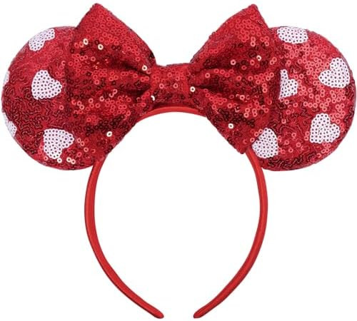 Valentine's Day Mouse Ears, Mouse Ears Valentine Headband for Adult Women Girls, Parks Ears for T... | Amazon (US)