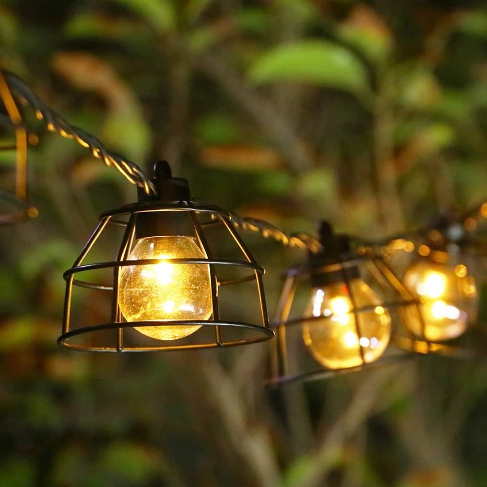 Vigdur Lantern String Lights - Vintage Cafe Lights with 10 Clear G40-Bulbs and Vintage Metal Lamp... | Amazon (US)