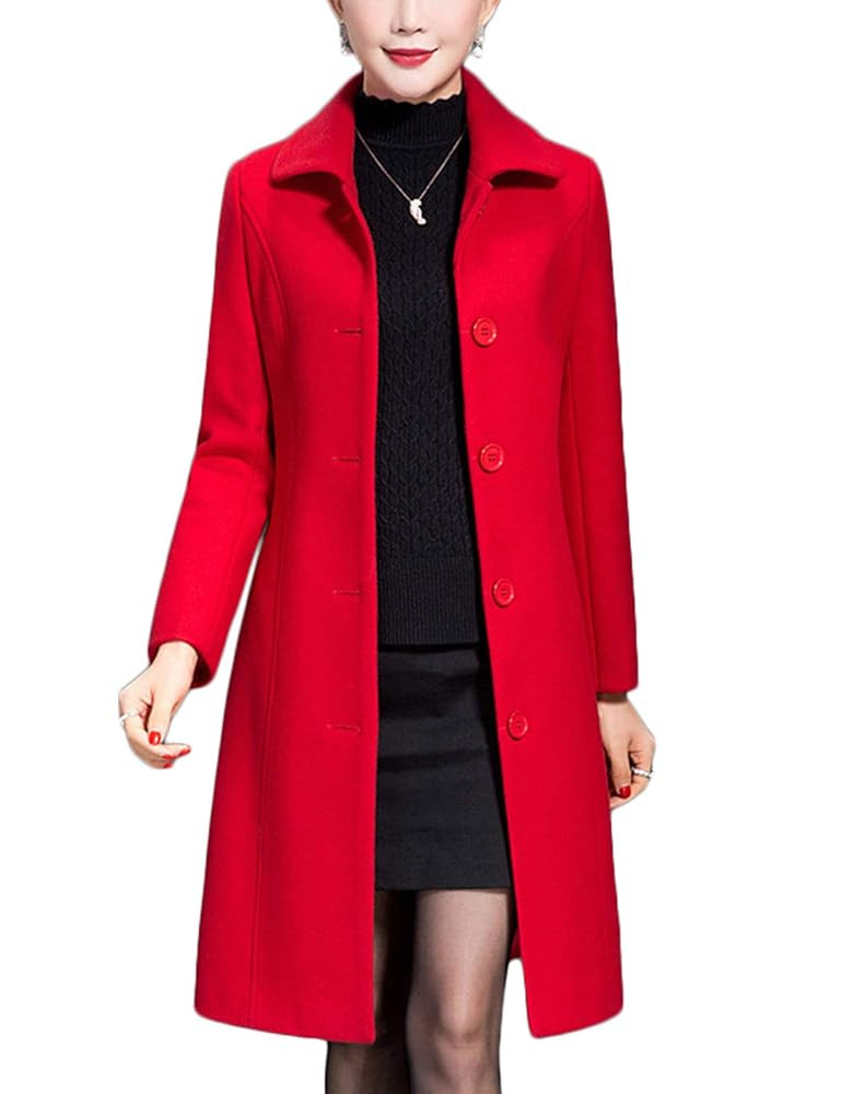 Jenkoon Women's Wool Trench Coat Winter Long Thick Overcoat Walker Coats | Amazon (US)