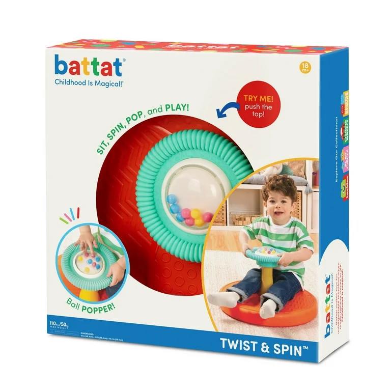 Battat Twist & Spin Activity Toy 3 Pieces with Ball Popper, Toddler 18 Months and Preschool Toys | Walmart (US)