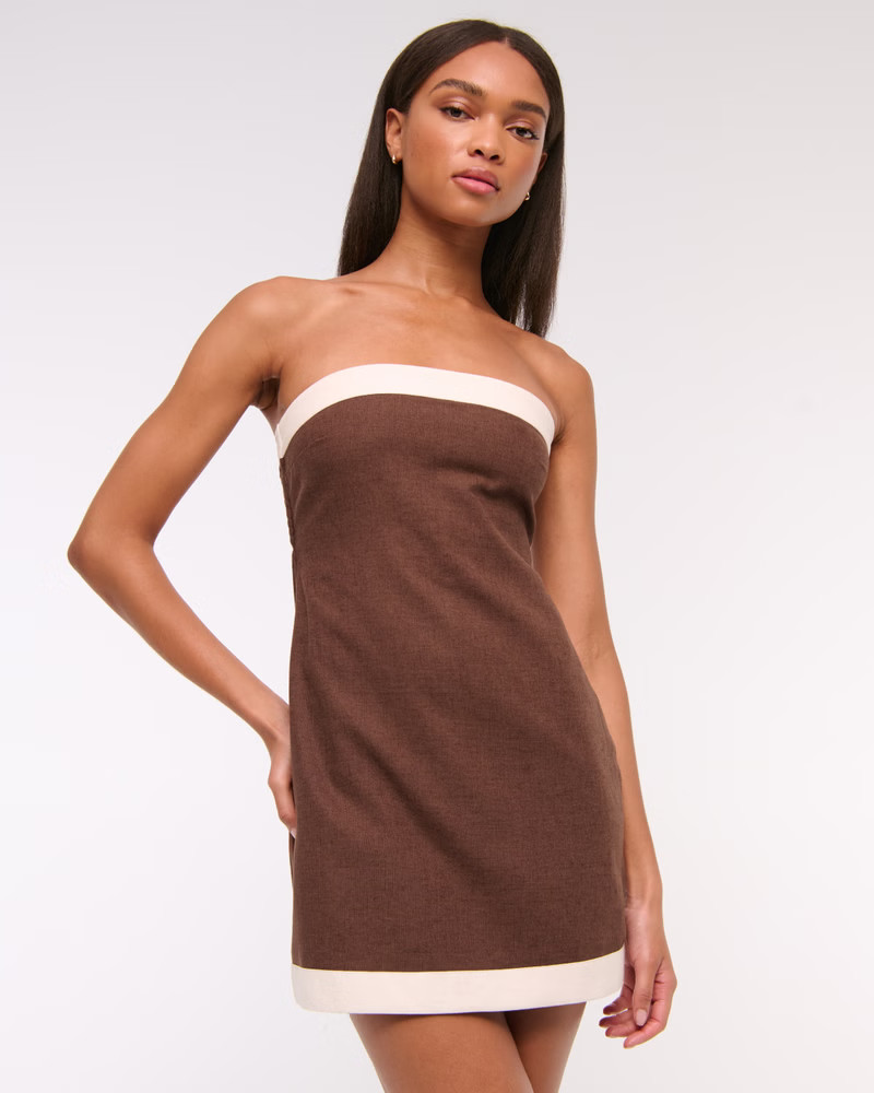 Strapless Asymmetrical Mini Dress | Abercrombie & Fitch (US)