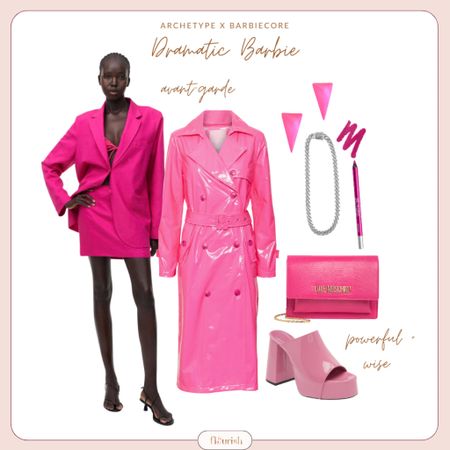 We are celebrating the amazing #barbie movie in a very special way! If Barbie were to come as each of the Flourish Style Archetypes, what would her outfit be? What types of accessories would she come with?! The Dramatic Barbie comes with an avant-garde faux patent leather trench coat and statement making accessories. Shop her curated bundle for #dramatic barbie vibes! 

#LTKFind #LTKstyletip #LTKshoecrush