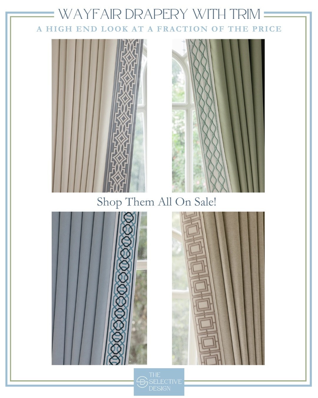 These gorgeous curtains with trim are a high end look for less! Shop these affordable curtains with trim on sale during the @Wayfair Hot Summer Sale! 

#Ad @wayfair #Wayfair #WayfairPartner

Drapery | drapery with trim | curtains with trim | living room curtains | bedroom curtains | dining room curtains

#LTKHome #LTKSaleAlert