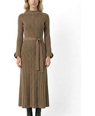 Modenaire Women's Ribbed Knit Mock-Neck Fit-And-Flare Dress - Macy's | Macy's