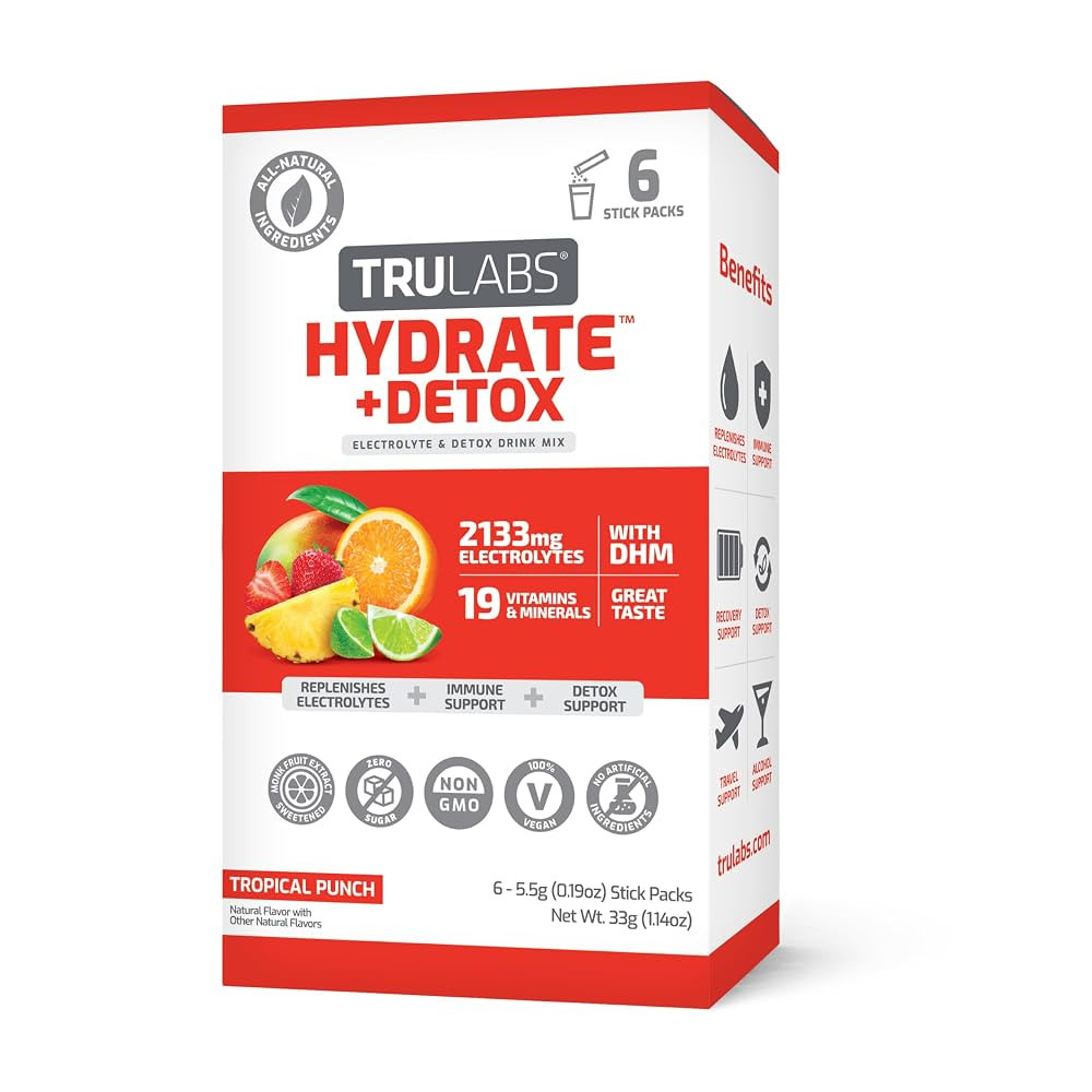 TRULABS Hydrate + Detox - Tropical Punch. Sugar Free Electrolytes Hydration Packets. Each Serving... | Amazon (US)