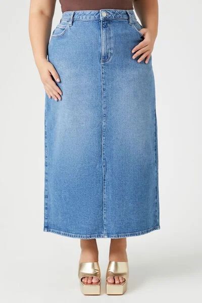 Plus Size Denim Maxi Skirt | Forever 21 | Forever 21 (US)