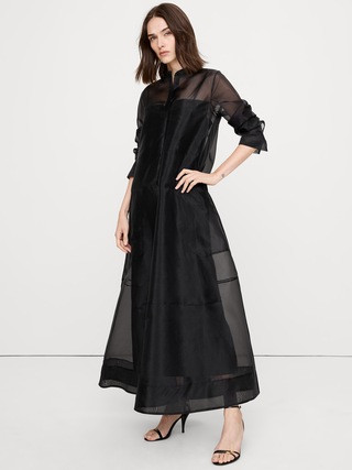 Organza Maxi Shirt Dress | Banana Republic (US)