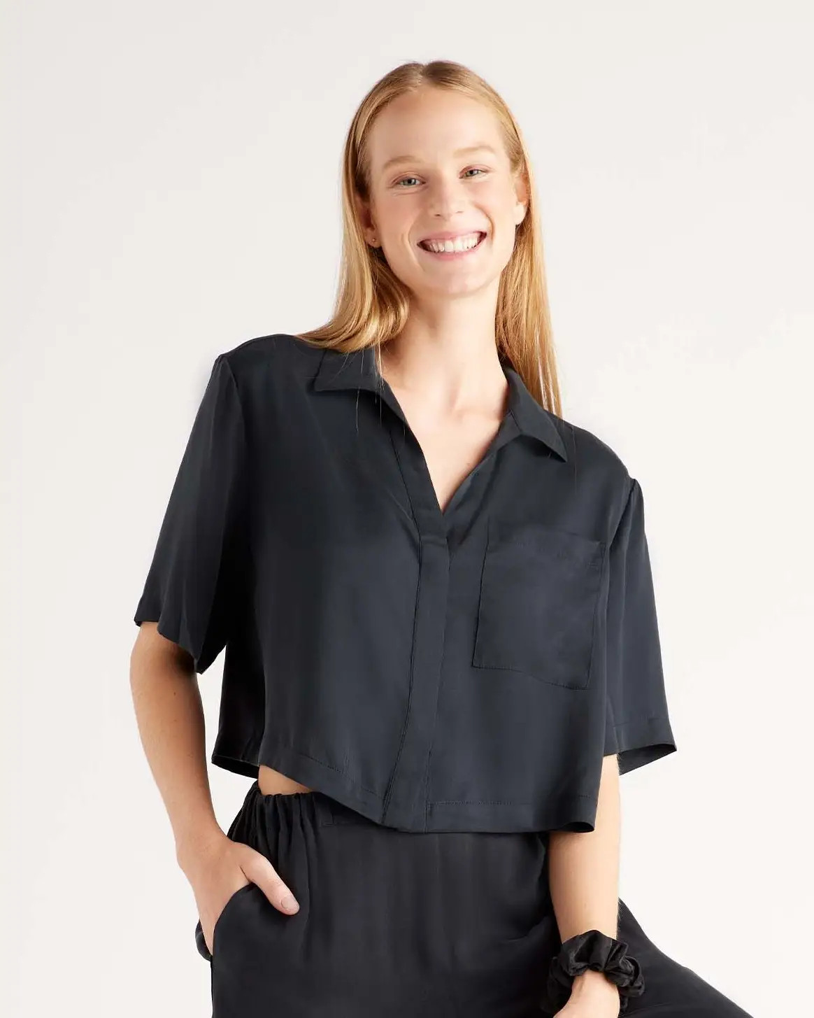 100% Washable Silk Pajama Button Up Top | Quince