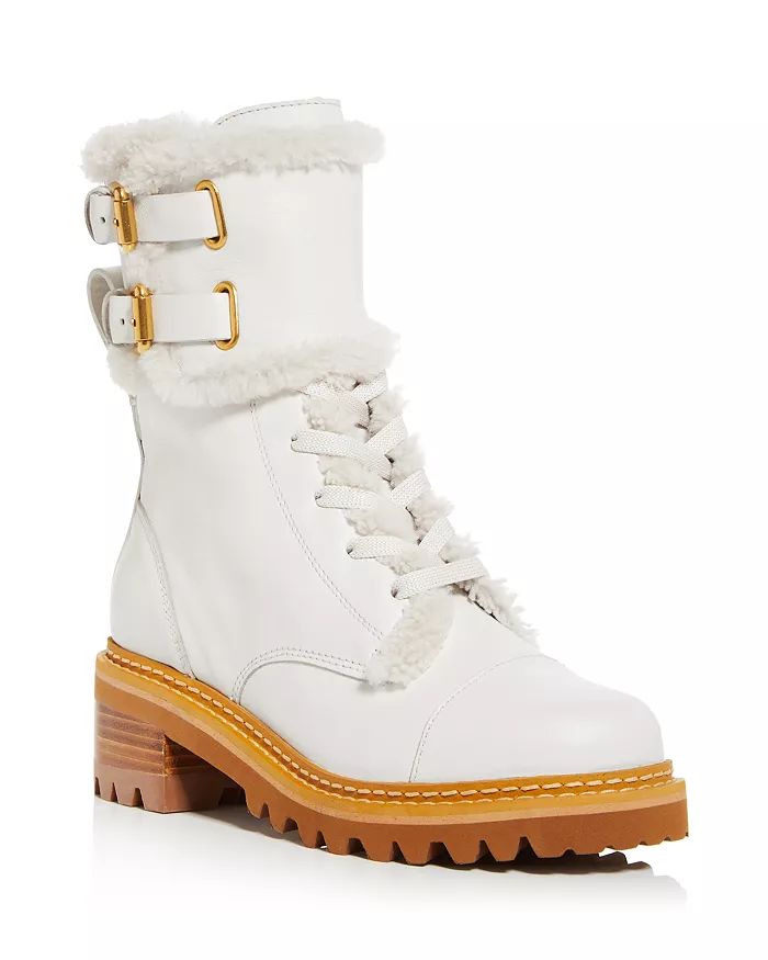 See by Chlo&eacute; Women's Shearling Trim Combat Boots Back to Results -  Shoes - Bloomingdale's | Bloomingdale's (US)