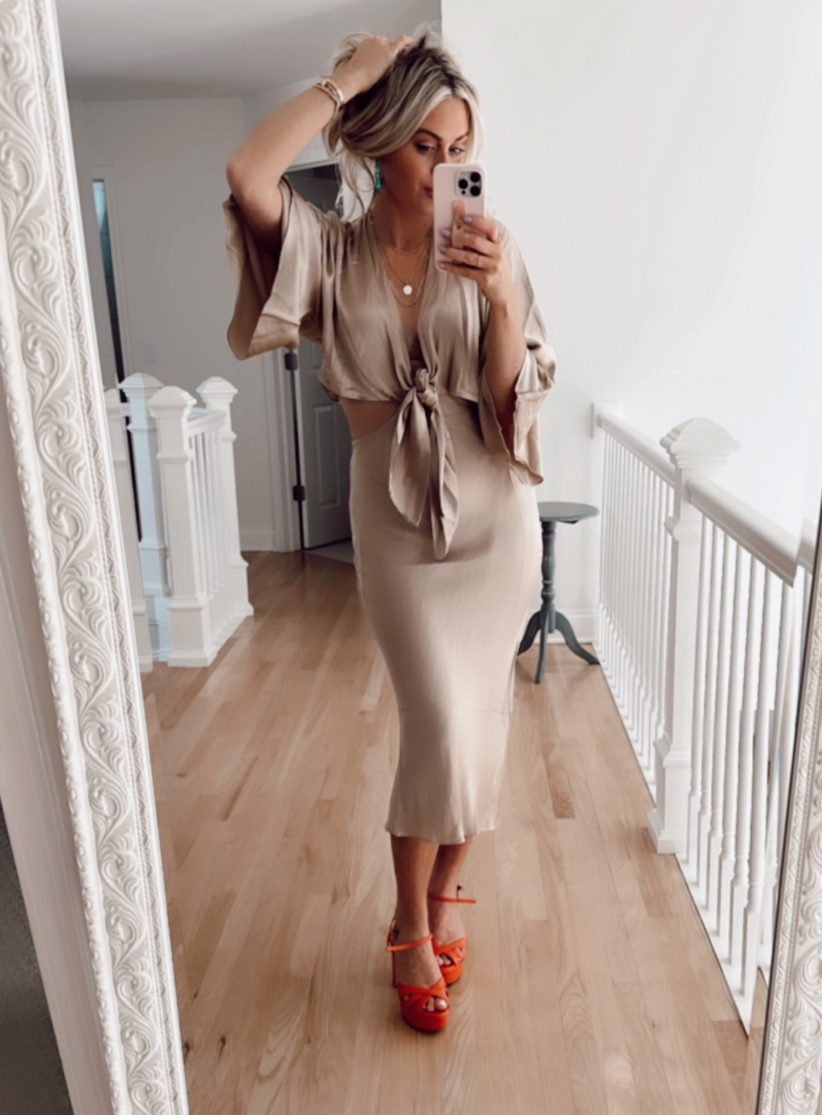 Cut out dress! Satin dress! Stunning on! Also comes in cream.

TTS. 

Colorful heels. Platform sandals. Dress. 

#LTKshoecrush #LTKstyletip #LTKunder100