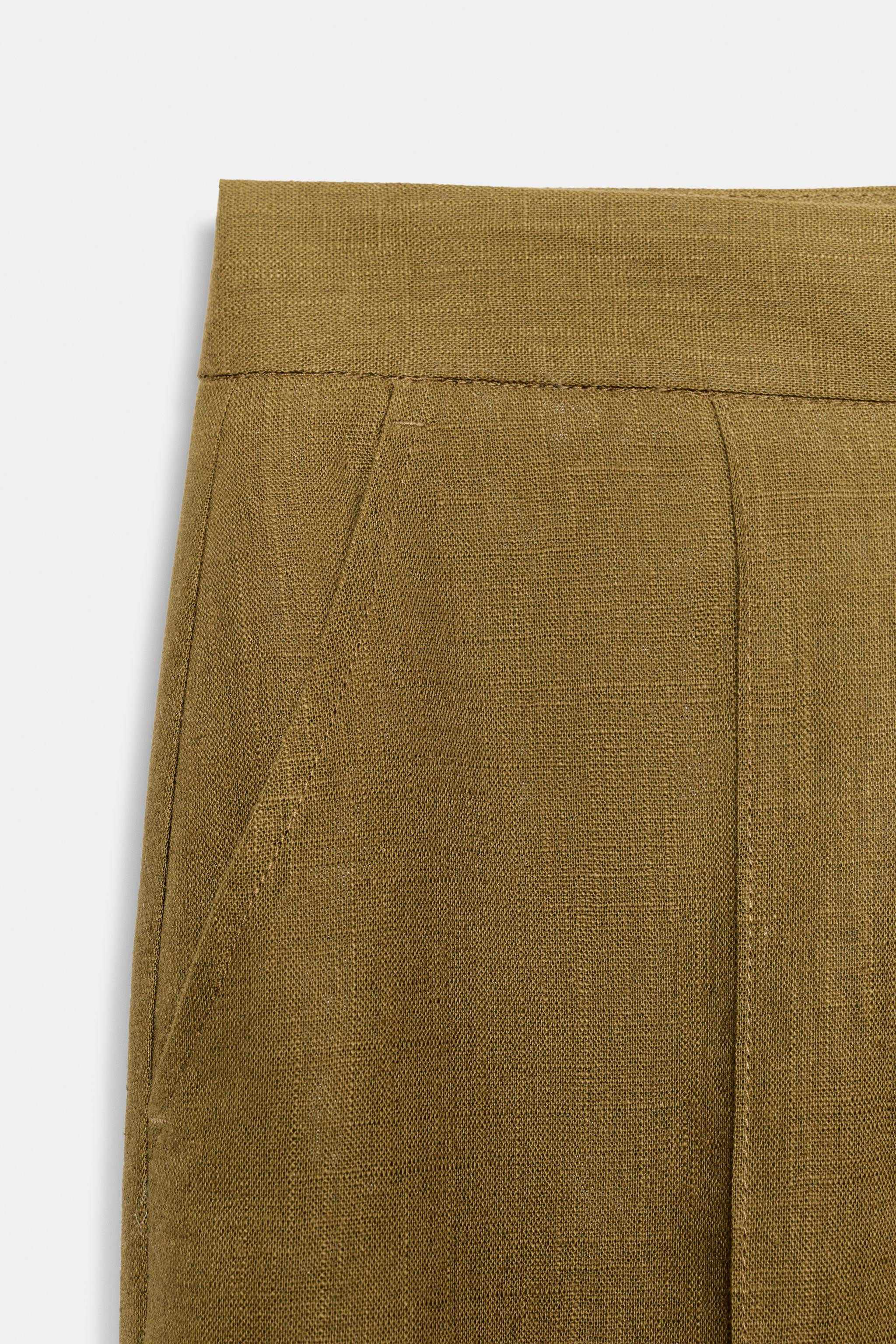 LINEN STRAIGHT LEG PANTS | Zara US