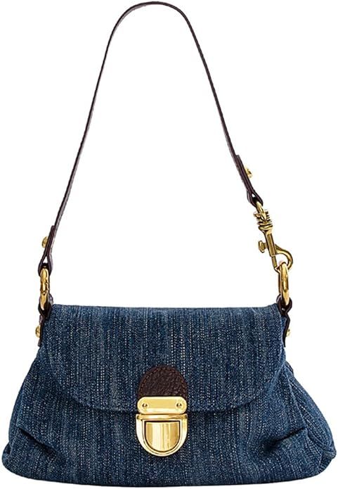 Women Small Shoulder Bags Quilted Crossbody Distressed Jean Denim Purse Clutch Handbag | Amazon (US)