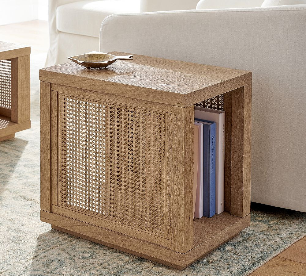 Marina Rectangular Cane Side Table (15") | Pottery Barn (US)
