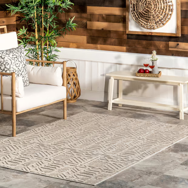 Light Gray Malia Birdseye Indoor/Outdoor Area Rug | Rugs USA