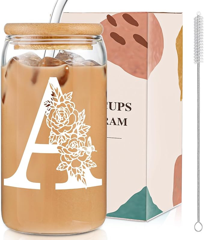 DWTS DANWEITESI Gifts for Holidays,Birthday Gifts for Women,Personalized Initial Glass Cup as Ice... | Amazon (US)