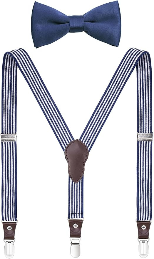 Shark Tooth Boys' Men's Suspenders and Bow Tie Set Y-Back Adjustable | Amazon (US)
