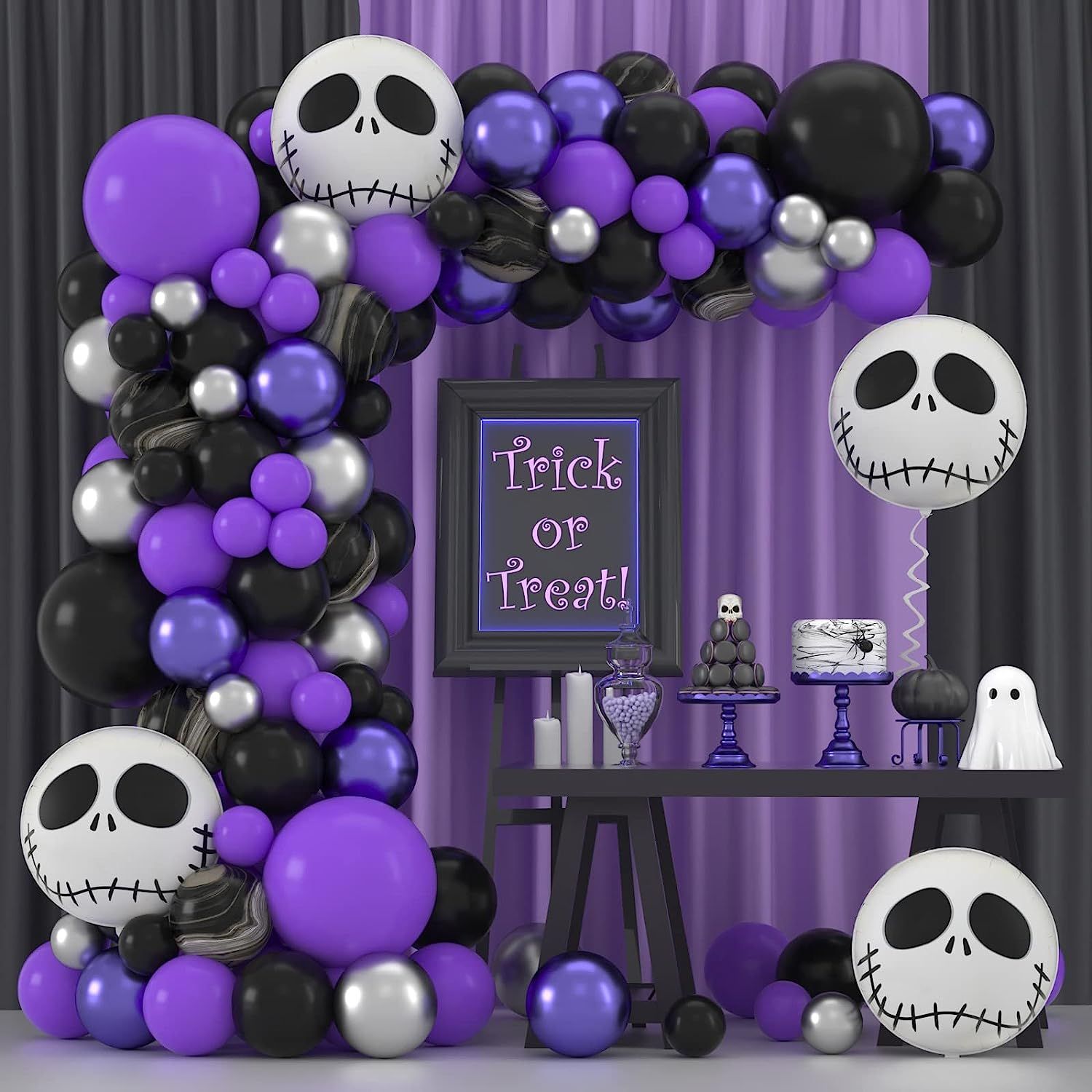 Janinus Halloween Balloons Arch Garland Kit 130PCS Black Purple Sliver Balloons 18 12 5Inch Hallo... | Amazon (US)