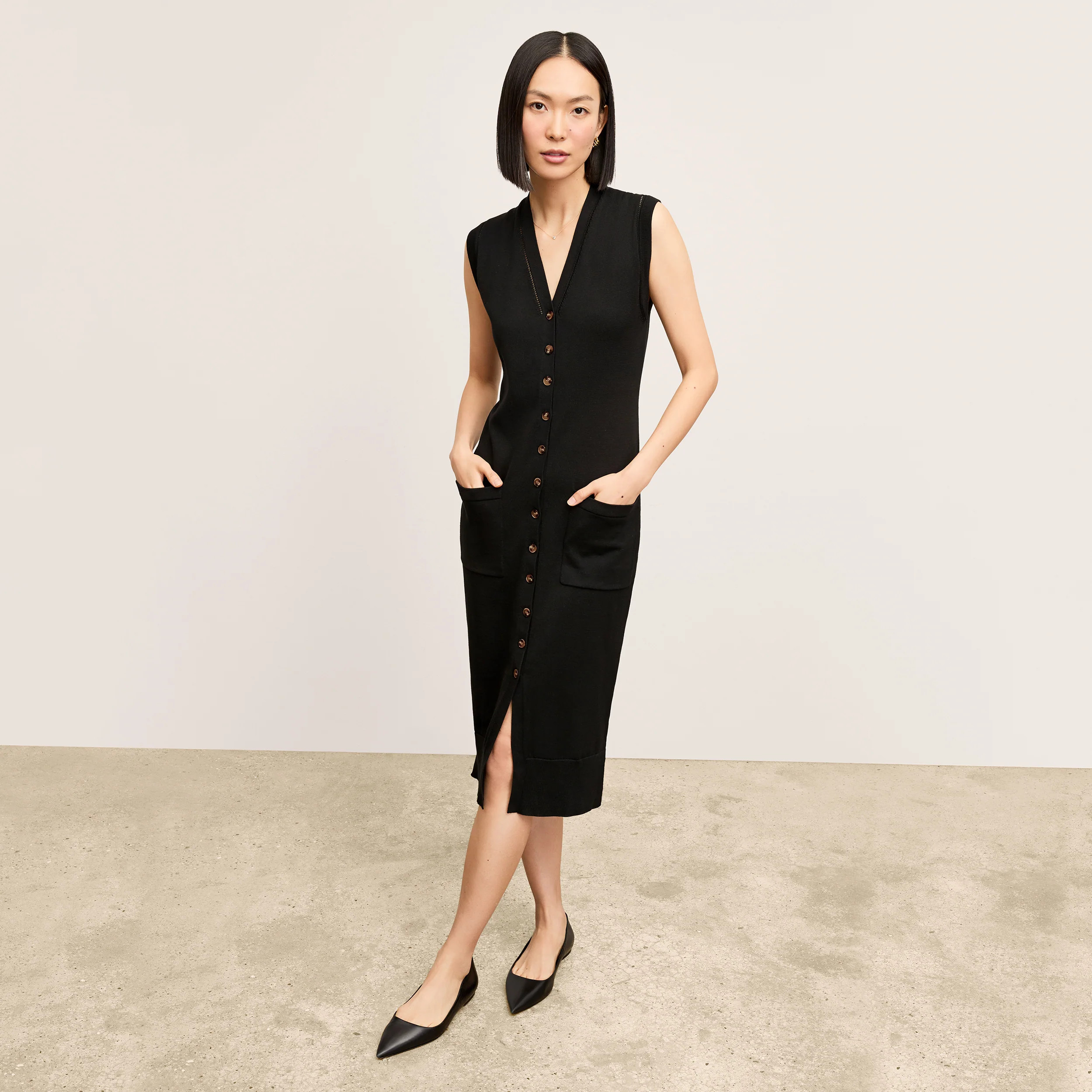 Toula Vest Dress - Cotton Silk Knit :: Black | MM LaFleur