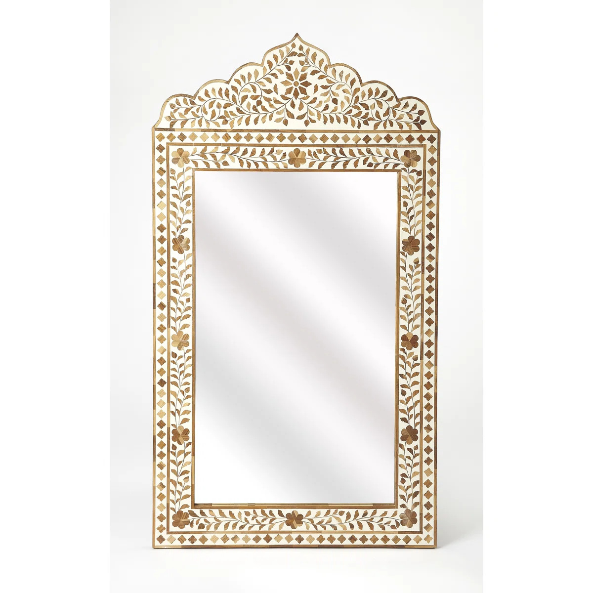 Vivienne Wood & Bone Inlay Wall Mirrored | Perigold