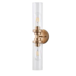 aiwen Modern 21.06 in. H 2-Light Gold Wall Sconces Bathroom Light Fixtures Over Mirror with Clear... | The Home Depot
