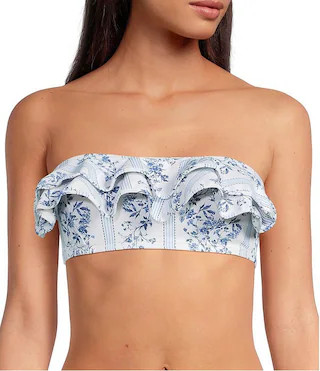 Skies The Limit Bonded Ruffle Bandeau Swim Top | Dillard's