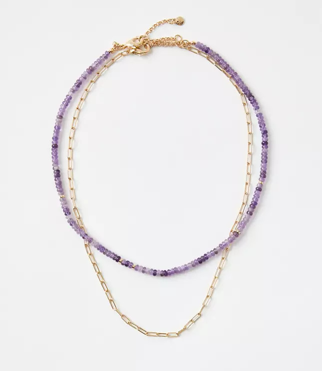 Beaded Chain Link Layered Necklace Set | LOFT
